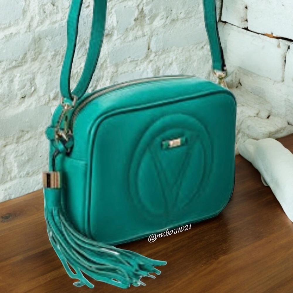 Mario Valentino Mia Leather Crossbody in Peacock Green NWT - Picture 6 of 7